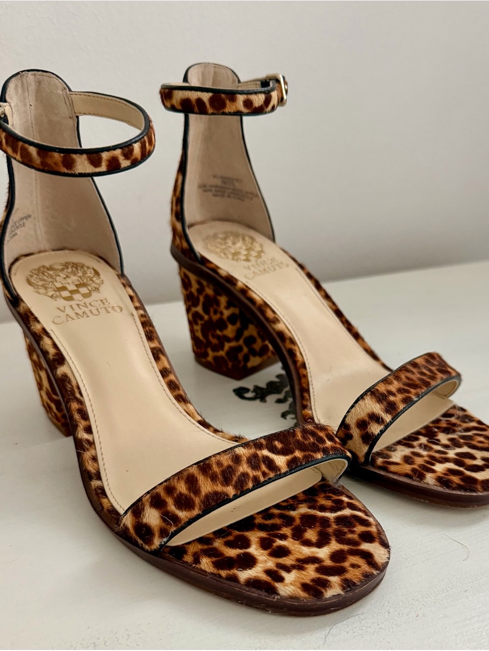 Vince Camuto Leopard-Print Block Heel Sandals - Brown/Black